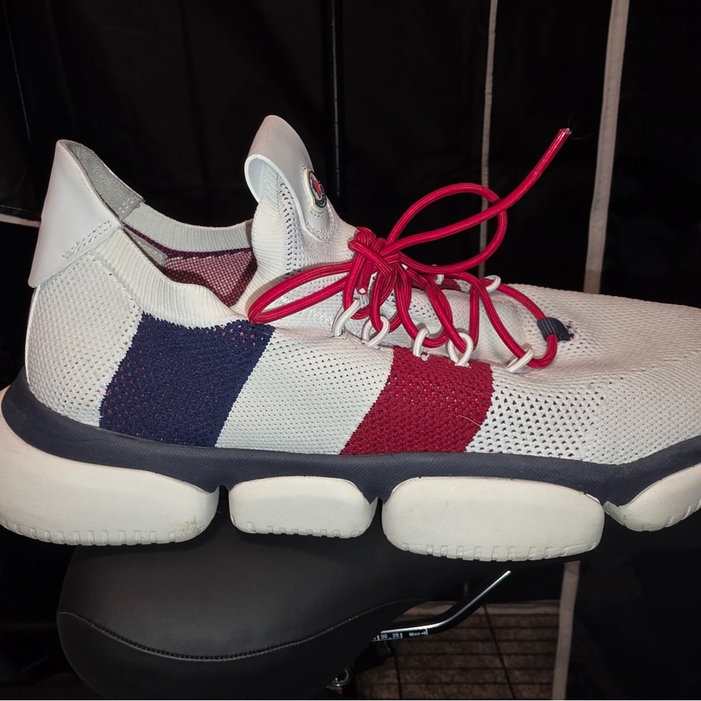 Moncler White, Red, and Blue Athletic Shoes